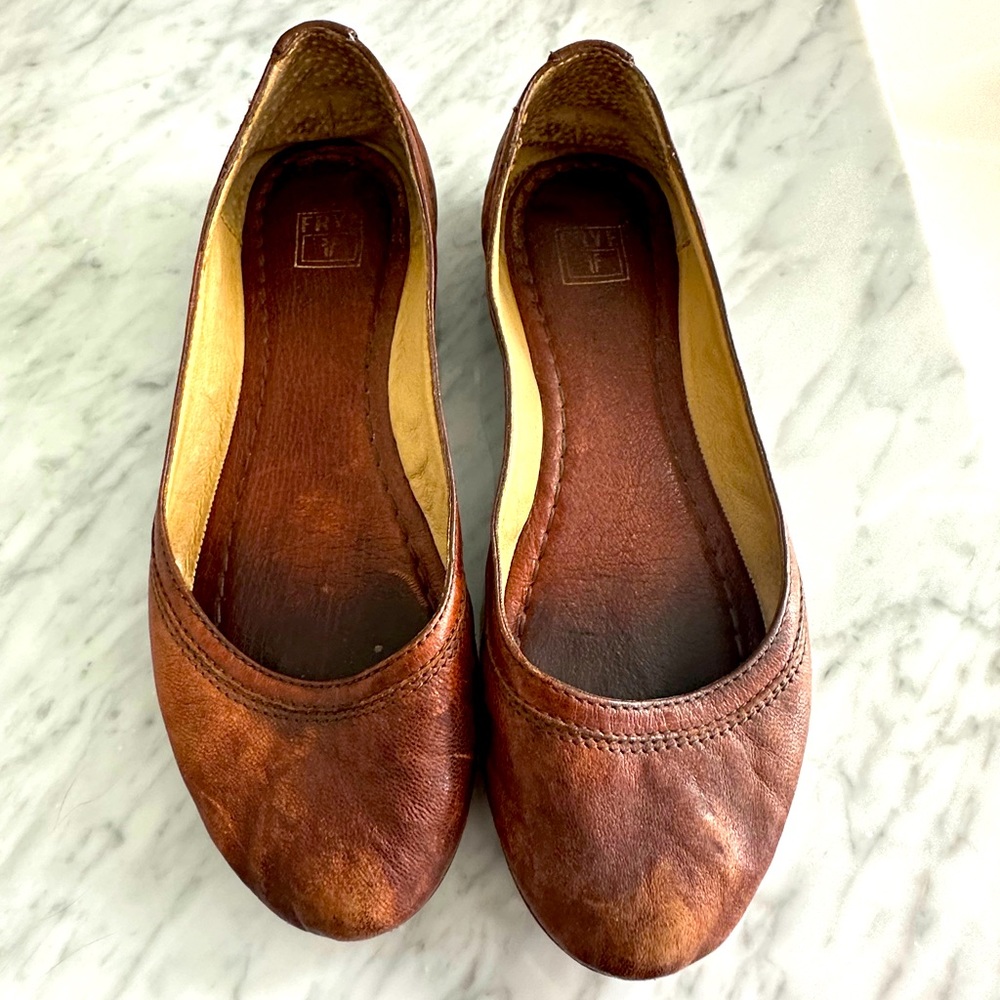 Frye ballet flats cognac size 7